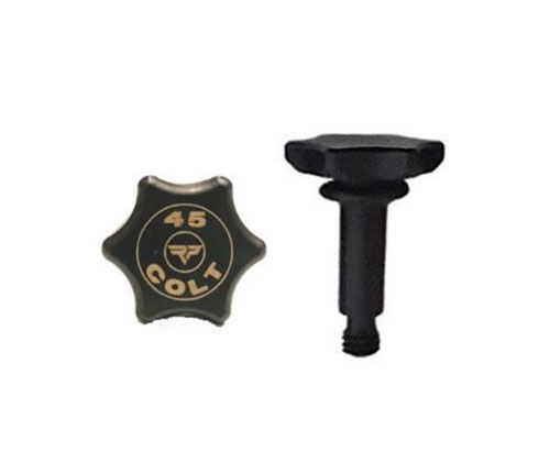Le Marlin Lever Quick Takedown Screw en 45 Colt est en acier 4140 chromoly avec un revêtement en nitrure noir, permettant un démontage rapide et sécurisé.